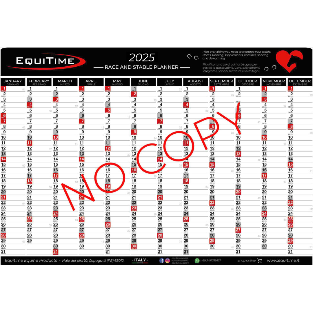 Accesorios Resistencia  EQUITIME CALENDARIO DE CARRERAS Y PLANIFICADOR DE ESTABLOS 2025 7,37 € Accesorios Resistencia  EQUITIME CALENDARIO DE CARRERAS Y PLANIFICADOR DE ESTABLOS 2025 7,37 €
