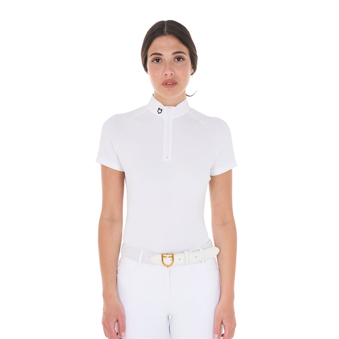 Polo Donna Zip Manica Corta Mesh Modello Taline Polo Donna Zip Manica Corta Mesh Modello Taline
