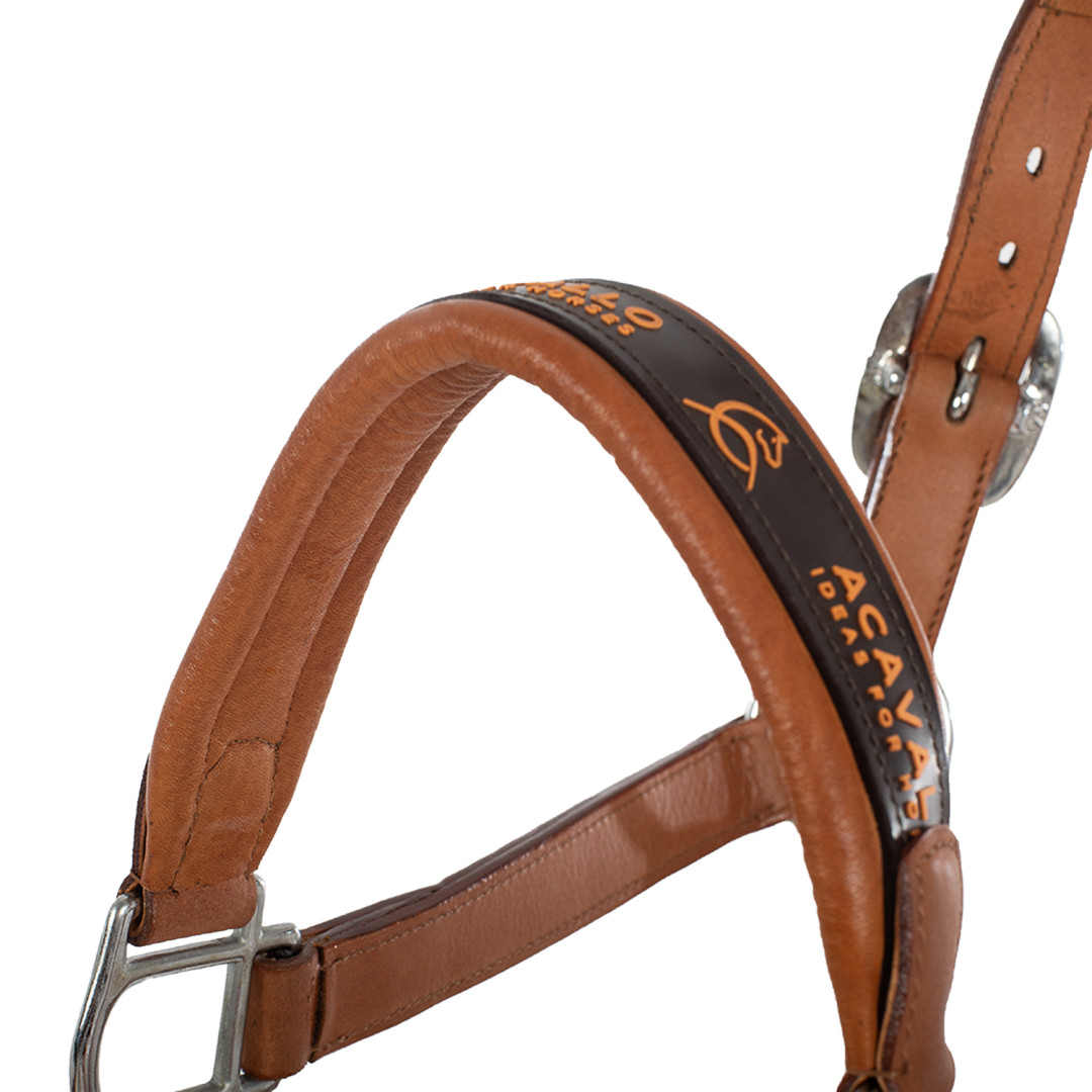 Acavallo Leather Halter With Ergonomic Pollguard - Calfskin Lining Acavallo Leather Halter With Ergonomic Pollguard - Calfskin Lining