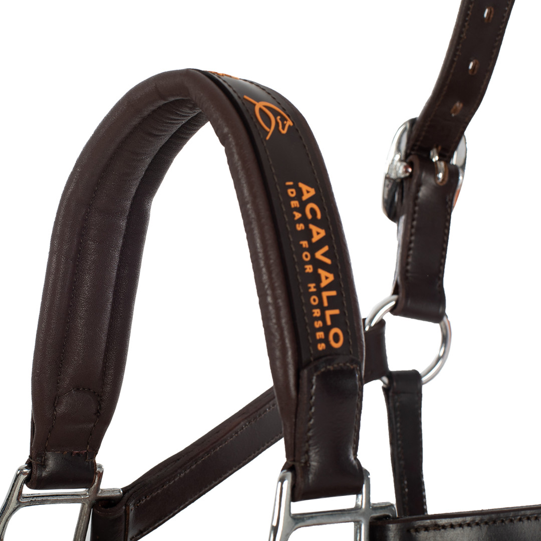 Acavallo Leather Halter With Ergonomic Pollguard - Calfskin Lining Acavallo Leather Halter With Ergonomic Pollguard - Calfskin Lining
