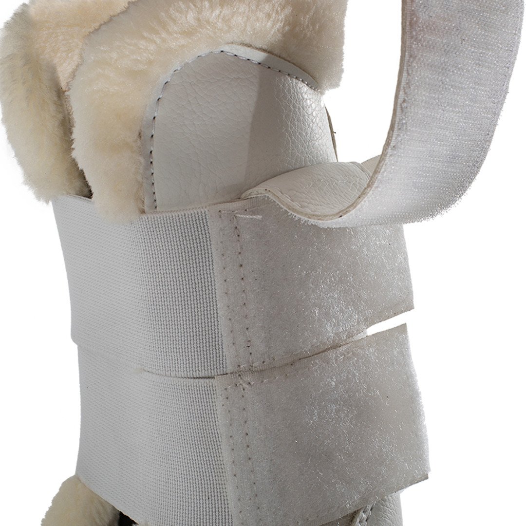 Öko-Leder-Sehnenstiefel mit doppeltem Klettverschluss