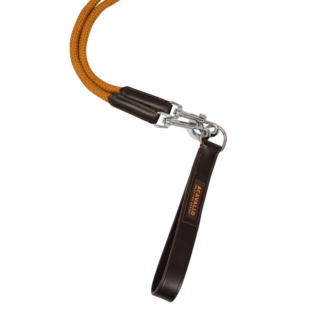 Riendas de cuero suave con cuerda de nailon redonda