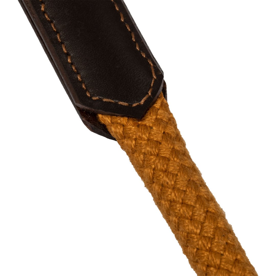 Soft Leather Draw Reins W round Nylon Rope