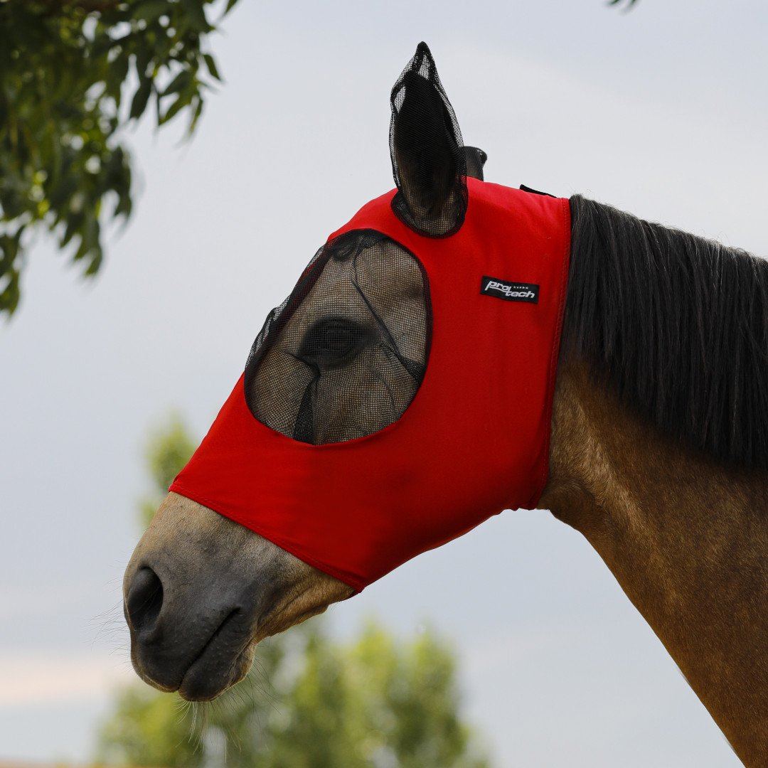 Fliegenmaske aus Lycra und Mesh mit technischen Ohrabdeckungen