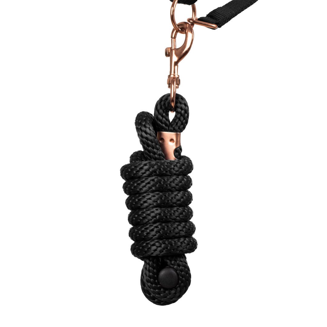 Cabezada de nailon con línea de oro rosa