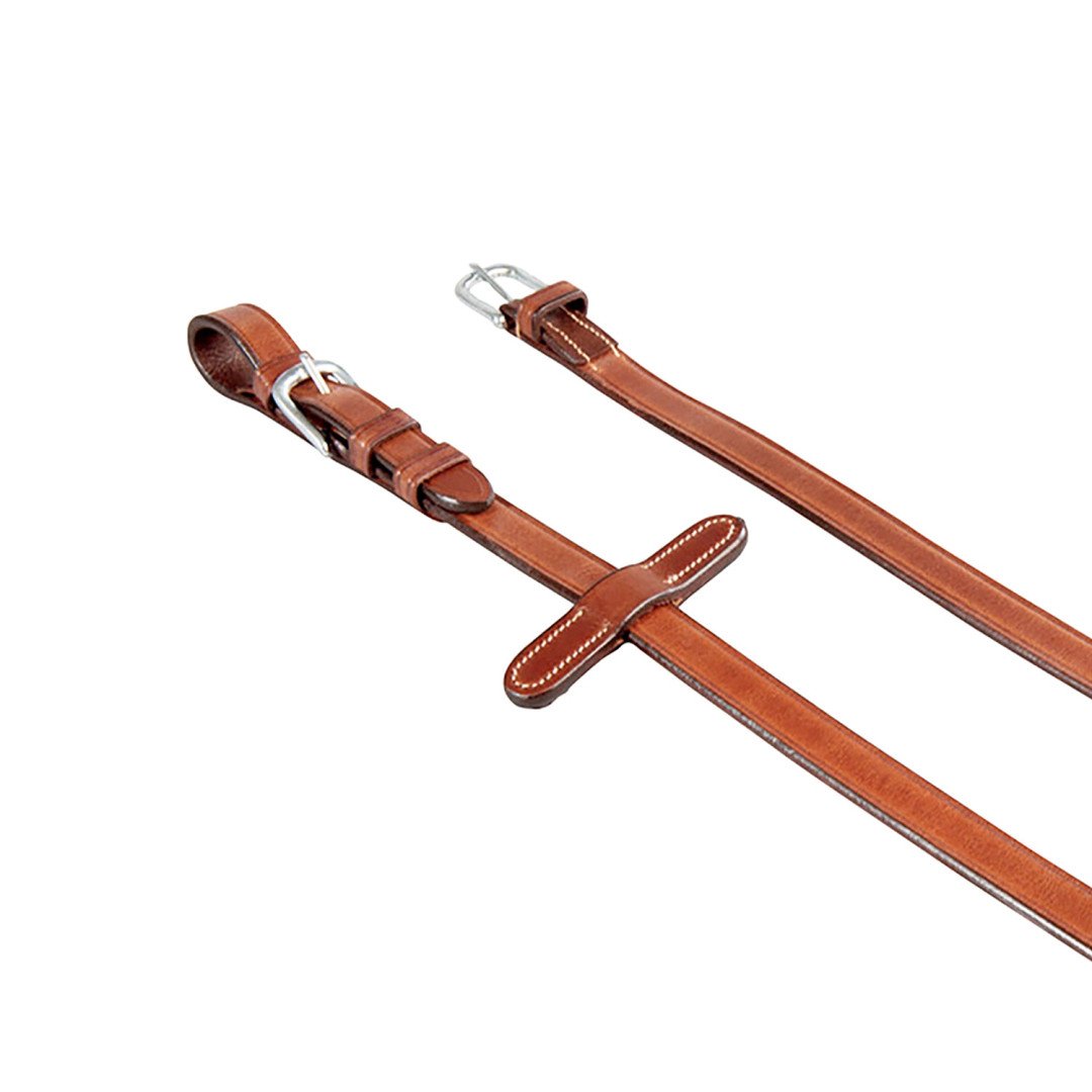 Rênes Equestro en cuir italien et caoutchouc, modèle Kris, 19 cm, ferrures argentées