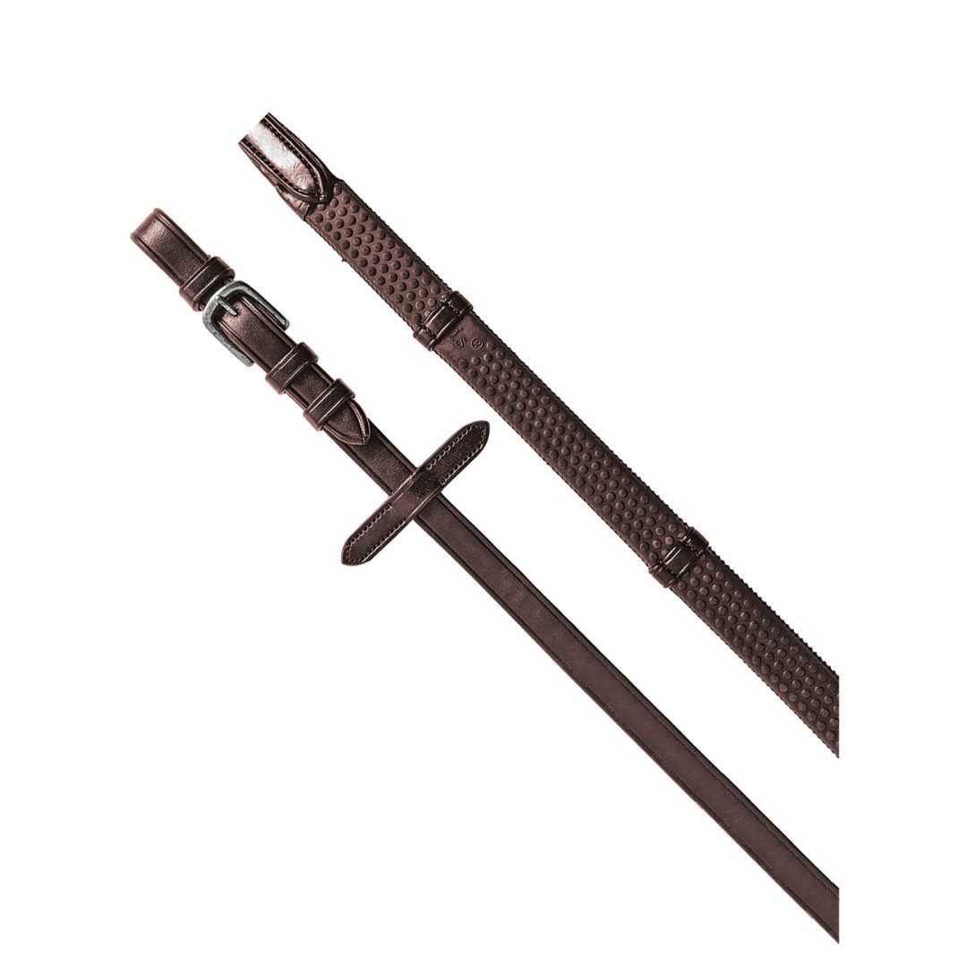 5/8 Np Rubber Reins With Leather Crosspieces
