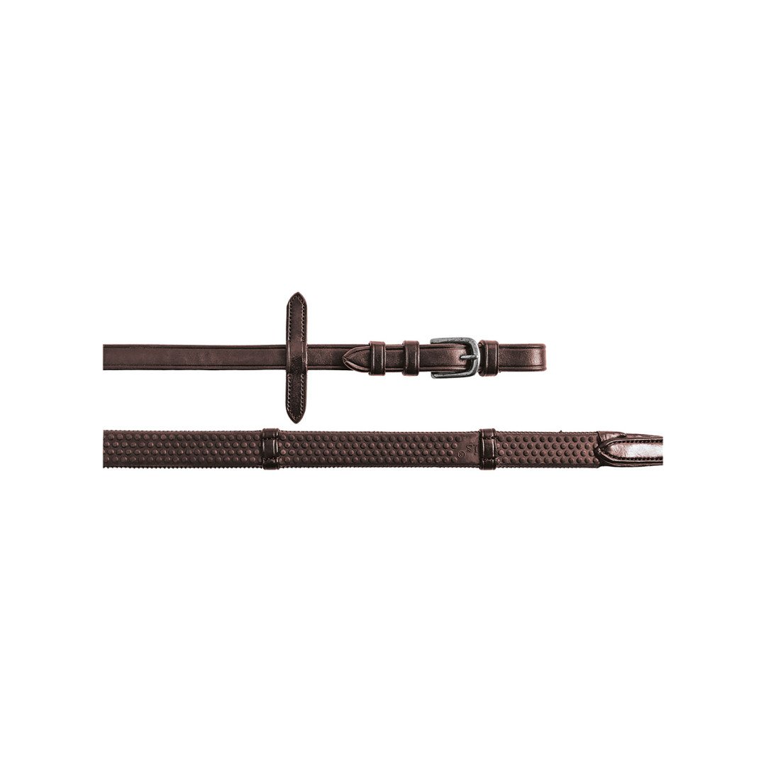 5/8 Np Rubber Reins With Leather Crosspieces
