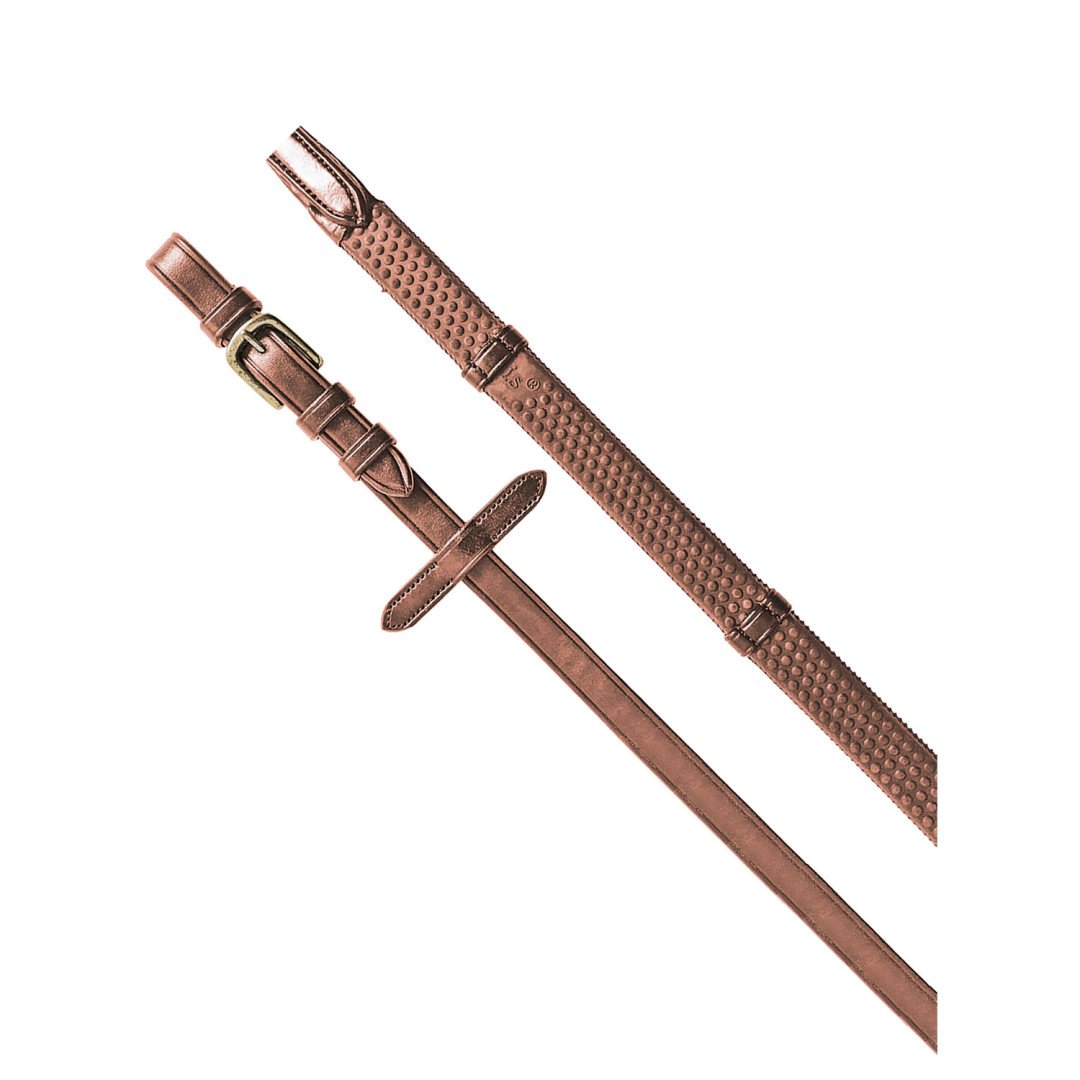 Rênes en caoutchouc de 5/8" avec traverses en cuir