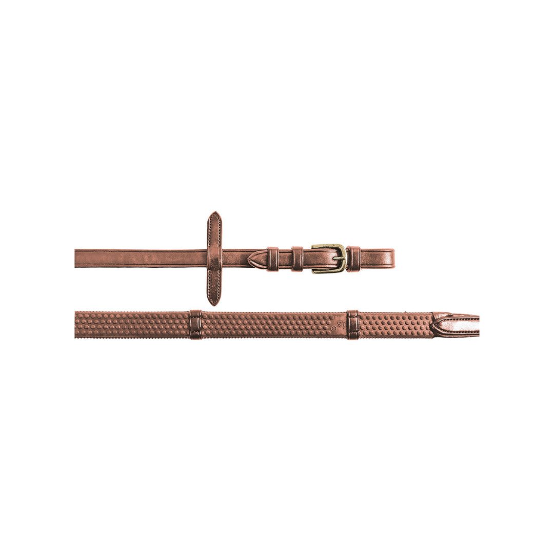 Rênes en caoutchouc de 5/8" avec traverses en cuir