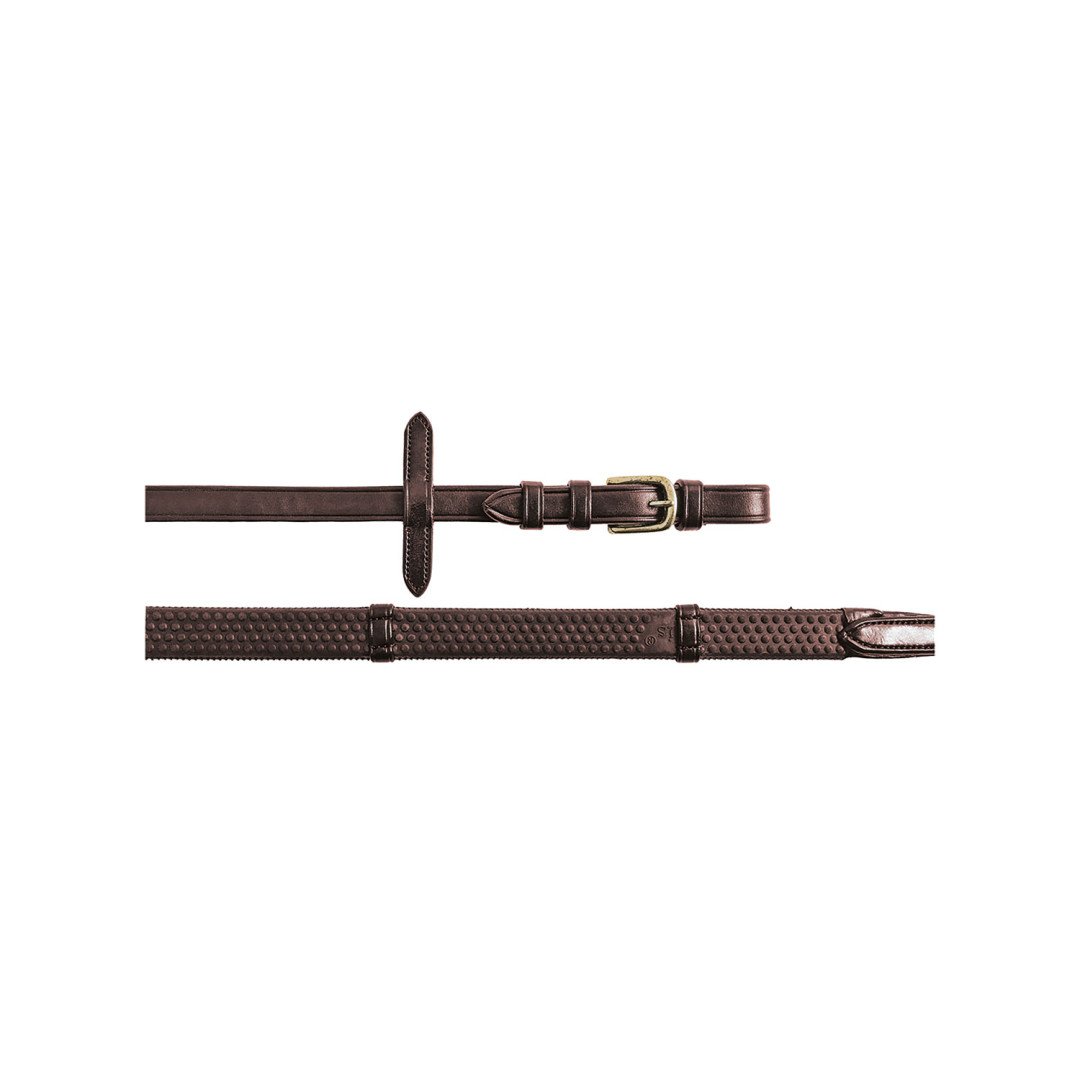 Rênes en caoutchouc de 5/8" avec traverses en cuir