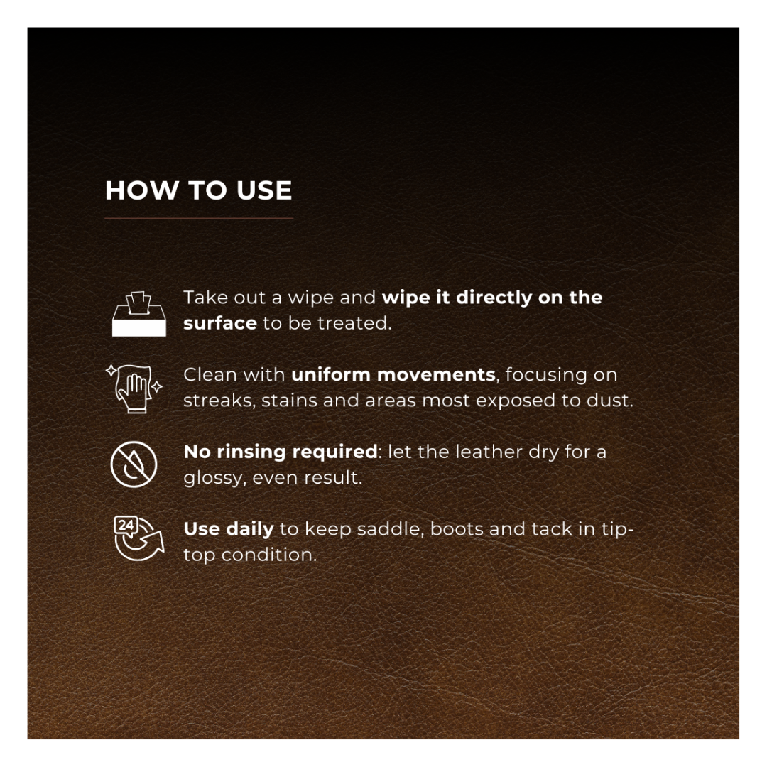 Horse & Leather Care  EQUITIME Toalhetes de limpeza e nutritivos para COURO 9,01 € Horse & Leather Care  EQUITIME Toalhetes de limpeza e nutritivos para COURO 9,01 €