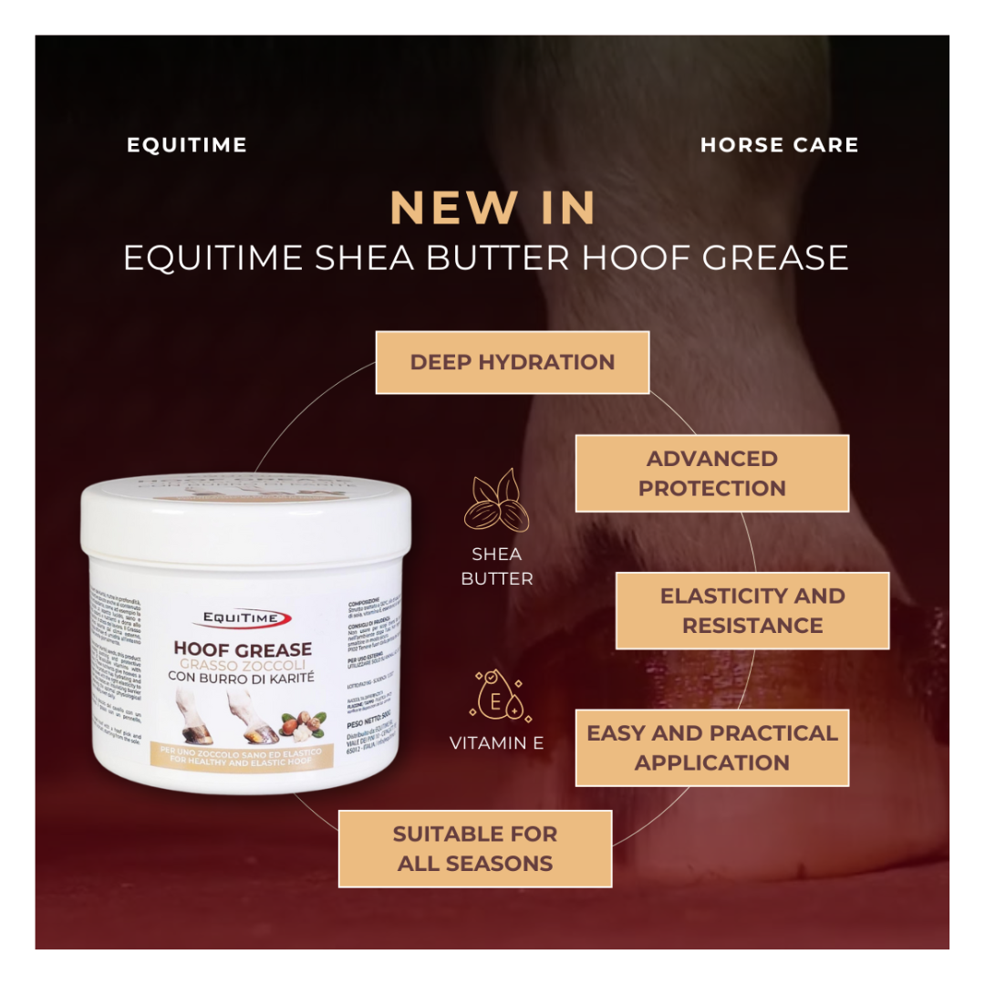 Horse & Leather Care  EQUITIME Grasso per zoccoli al burro di Karité 500 g 14,75 € Horse & Leather Care  EQUITIME Grasso per zoccoli al burro di Karité 500 g 14,75 €