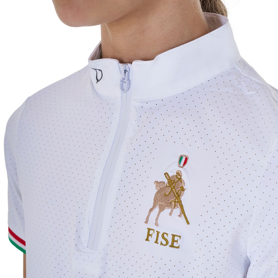 Startseite  Polo bambina da concorso con zip Equestro X FISE 64,75 €
