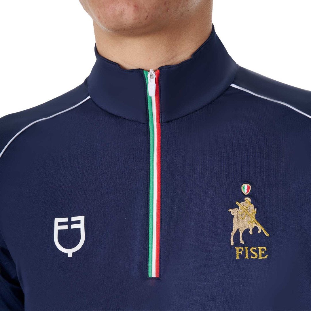 Inicio  Polo uomo da allenamento zip tricolore Equestro X FISE 58,52 €
