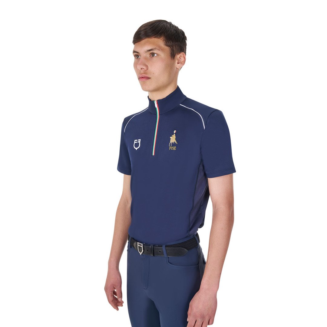 Inicio  Polo uomo da allenamento zip tricolore Equestro X FISE 58,52 €