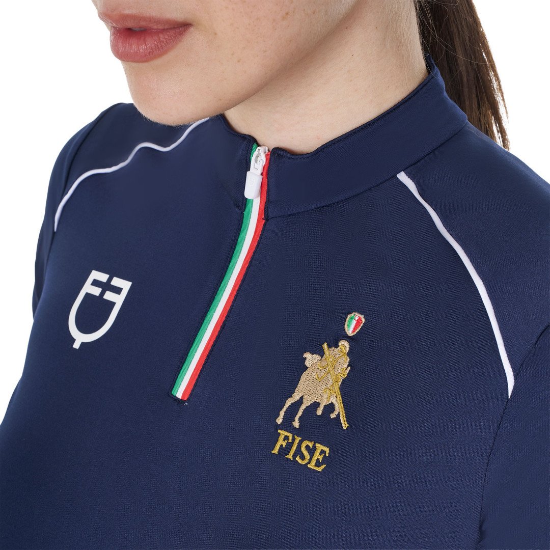 Startseite  Polo donna da allenamento zip tricolore Equestro X FISE 58,52 €