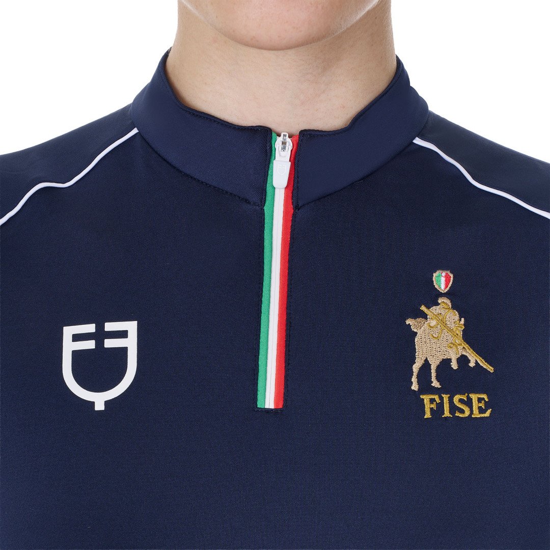 Startseite  Polo donna da allenamento zip tricolore Equestro X FISE 58,52 €