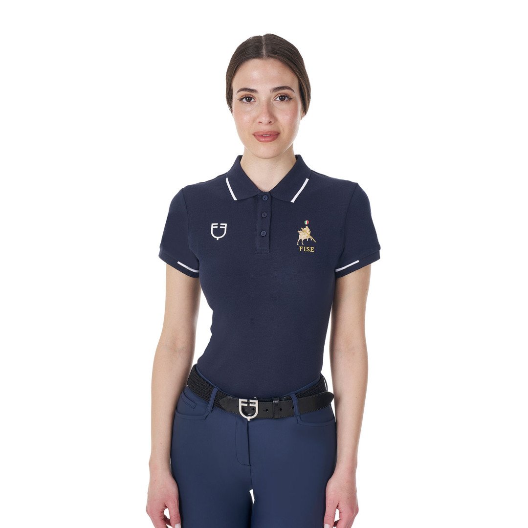 Home  Polo donna da allenamento tre bottoni Equestro X FISE 53,28 €