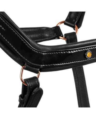 Cavezza cuoio lucido fibbie rose gold