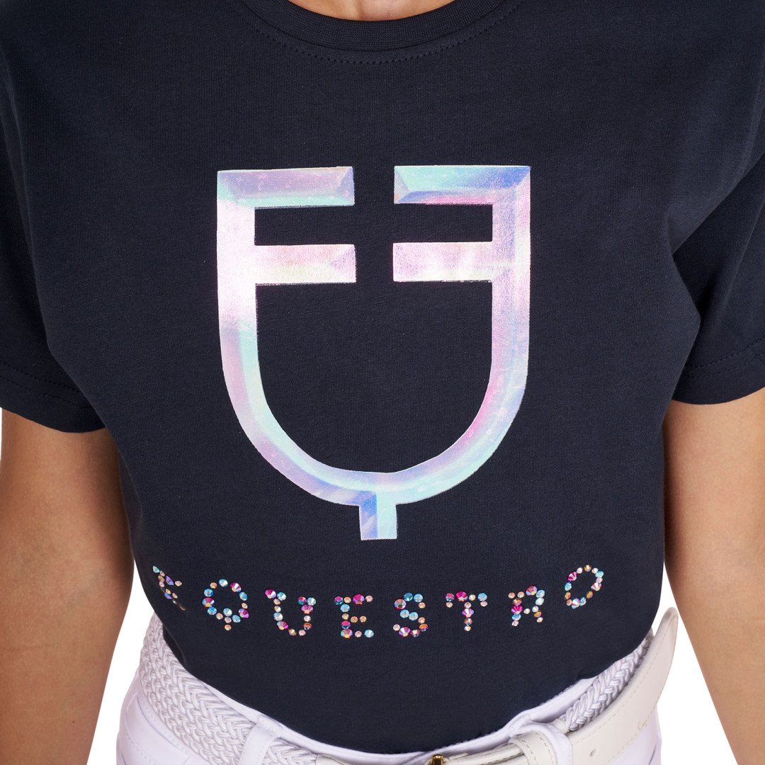 T-shirt bambina slim fit stampa logo multicolore