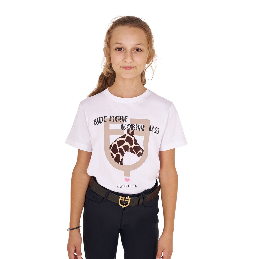 T-shirt da bambina in cotone Ride More Worry Less