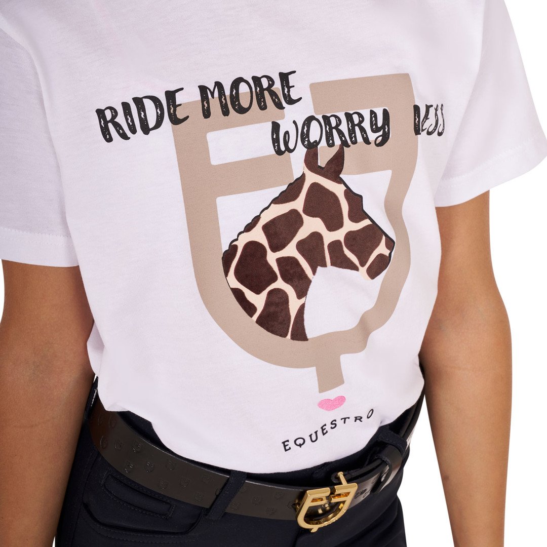 T-shirt da bambina in cotone Ride More Worry Less