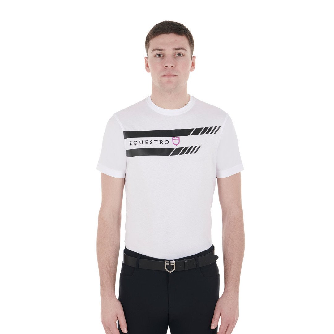 T-shirt da uomo slim fit con logo viola e dettagli neri