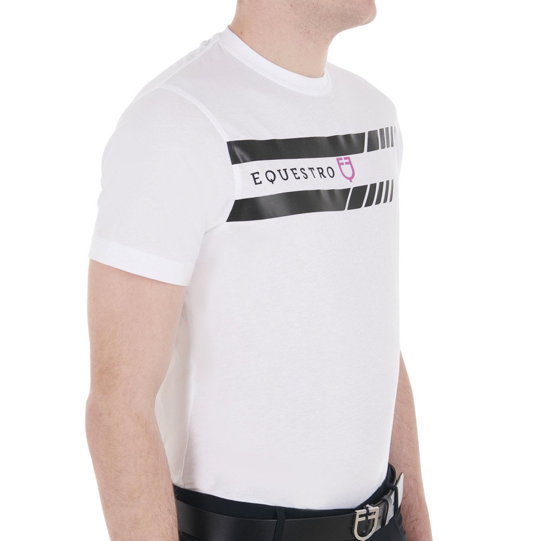 slim fit men's T-shirt with purple logo and black details