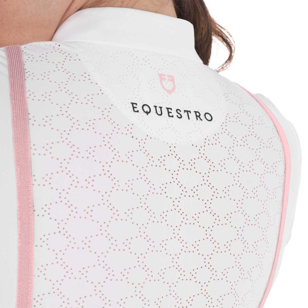 Polo concorso donna slim fit con inserti traforati sul petto