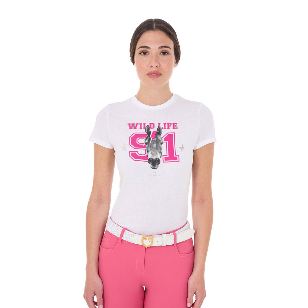Camiseta de algodón Wild Life para mujer con estampado