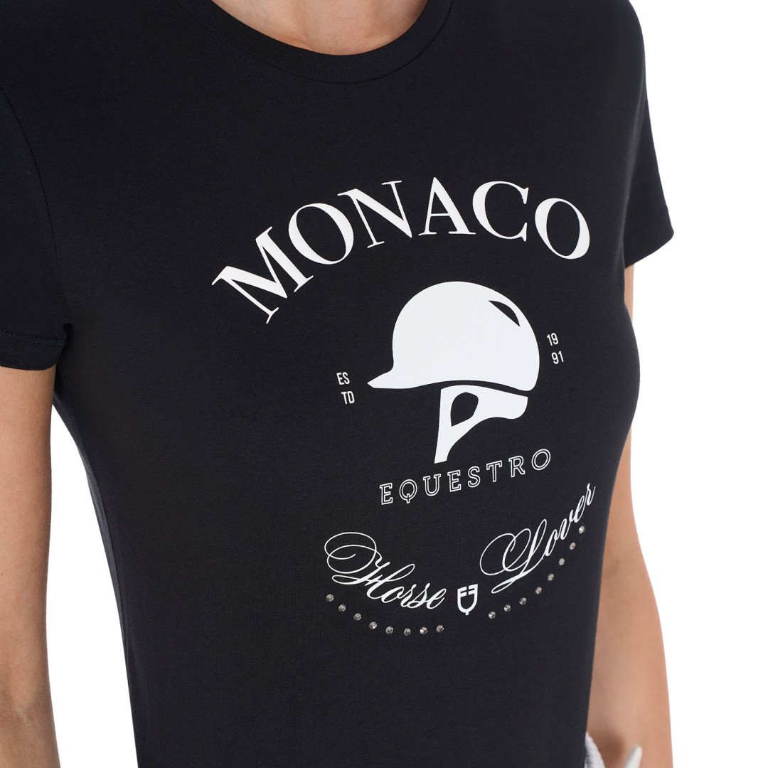 Camiseta de algodón para mujer Monaco con pedrería