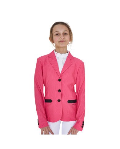 Giacca bambina da concorso tre bottoni traforata