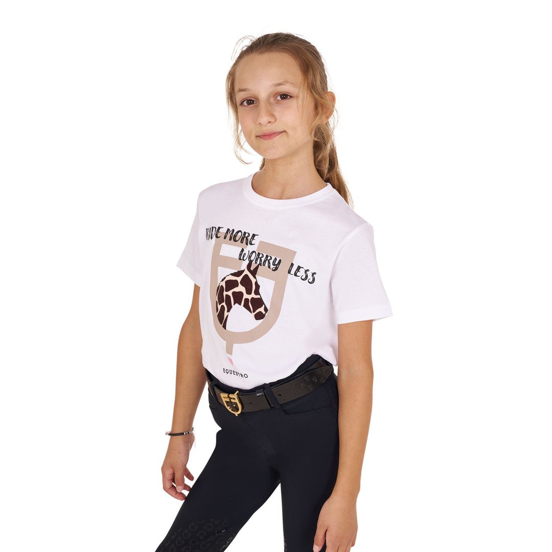 T-shirt da bambina in cotone Ride More Worry Less