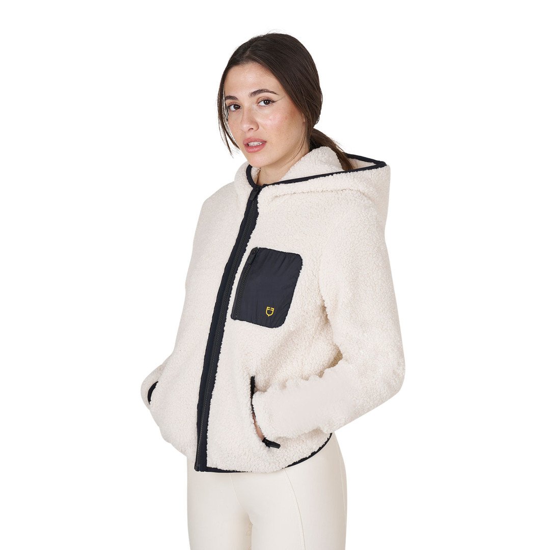 Felpa Donna in Pile Ricciolo Con Tasca Frontale