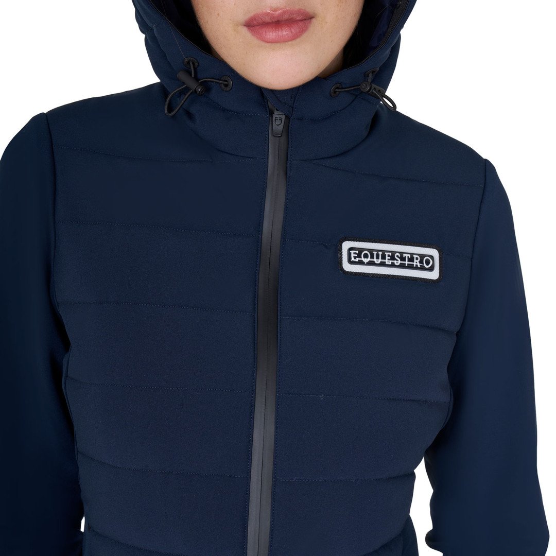 Women's mixed technical down jacket with hood