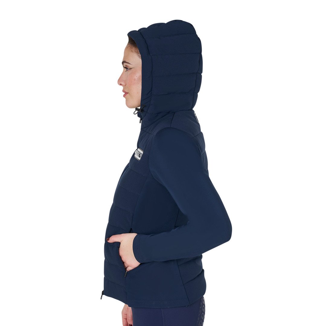 Women's mixed technical down jacket with hood