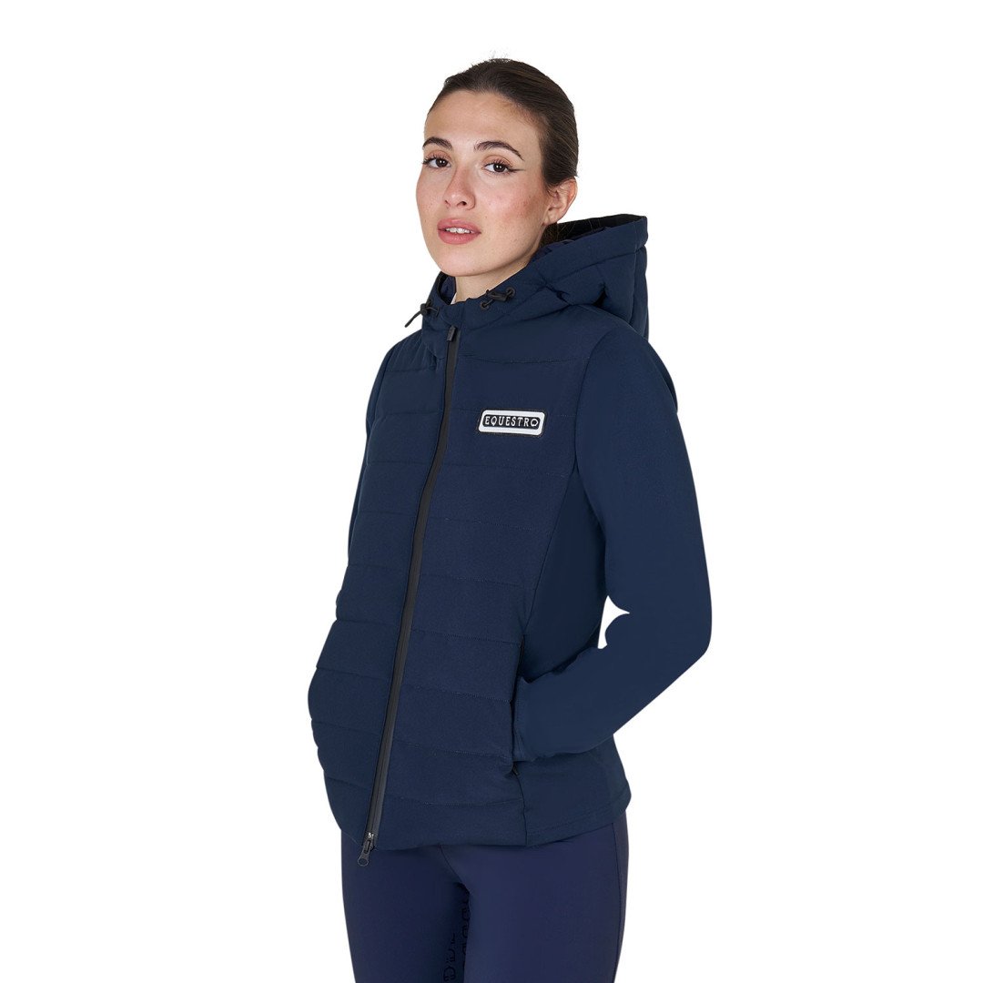Women's mixed technical down jacket with hood
