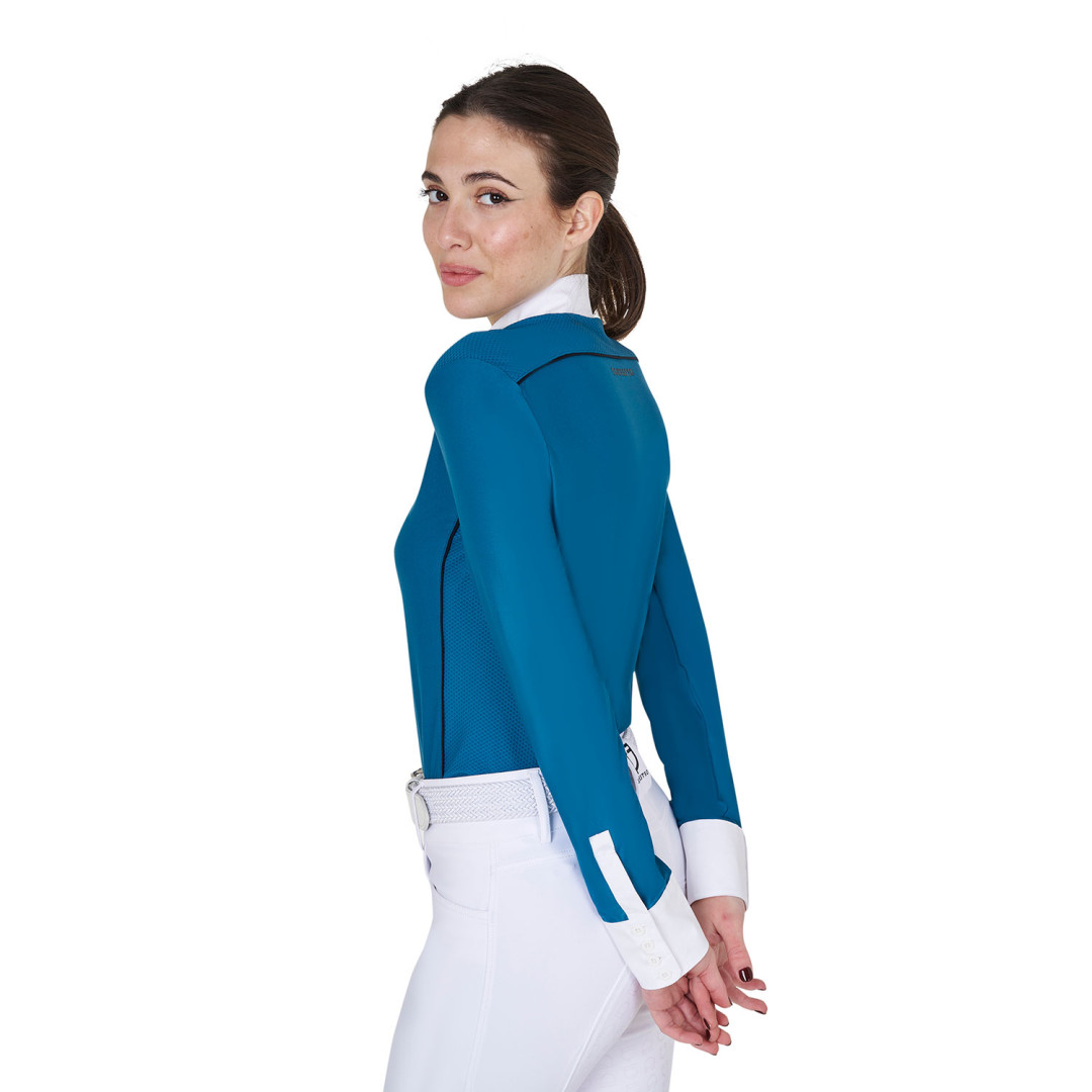 Polo donna slim fit da concorso con inserti in mesh Polo donna slim fit da concorso con inserti in mesh