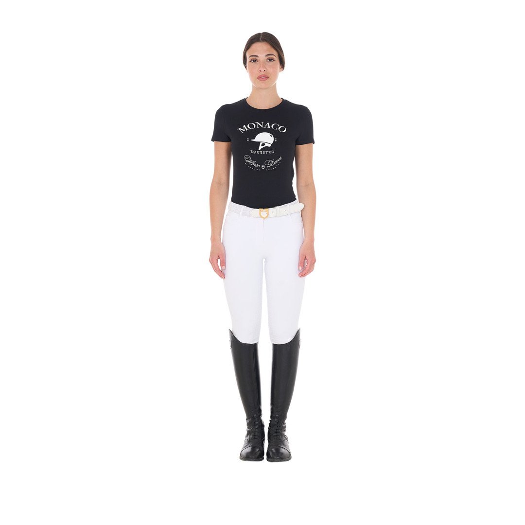 Camiseta de algodón para mujer Monaco con pedrería