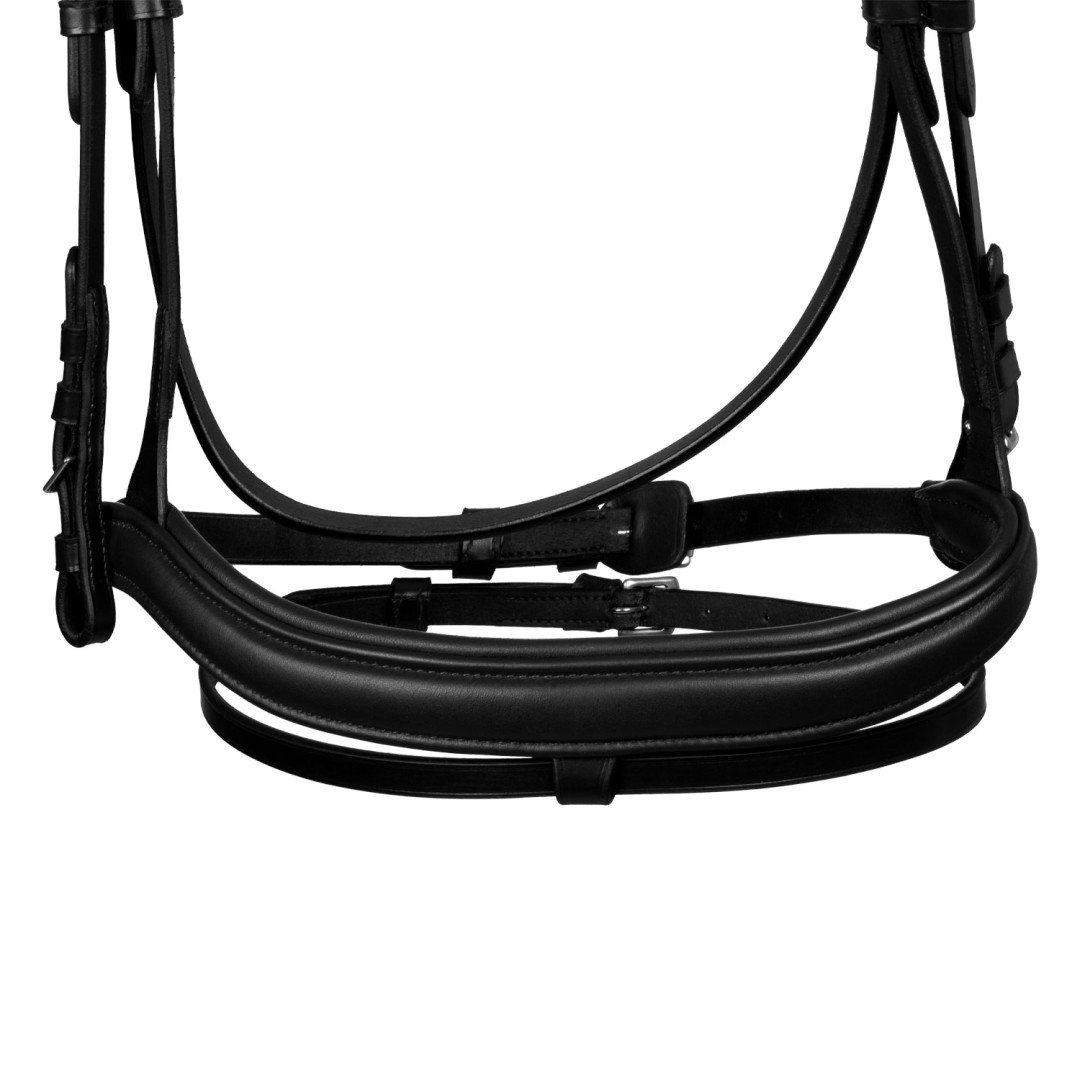 Testiera nera anatomica in pelle con strass