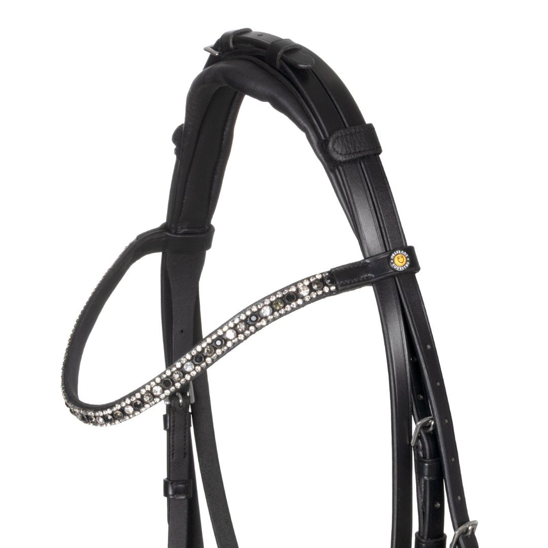 Testiera inglese in cuoio con strass su frontalino