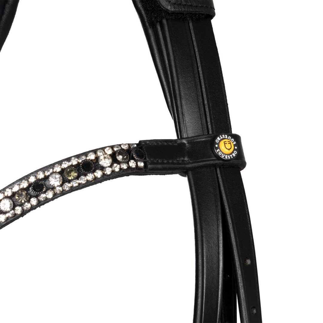 Testiera inglese in cuoio con strass su frontalino