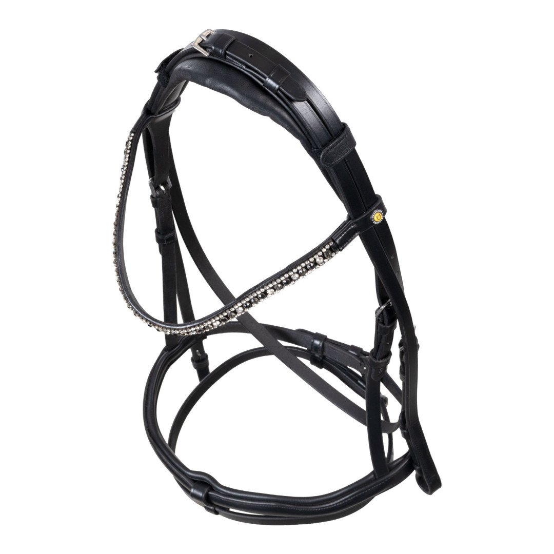 Testiera inglese in cuoio con strass su frontalino