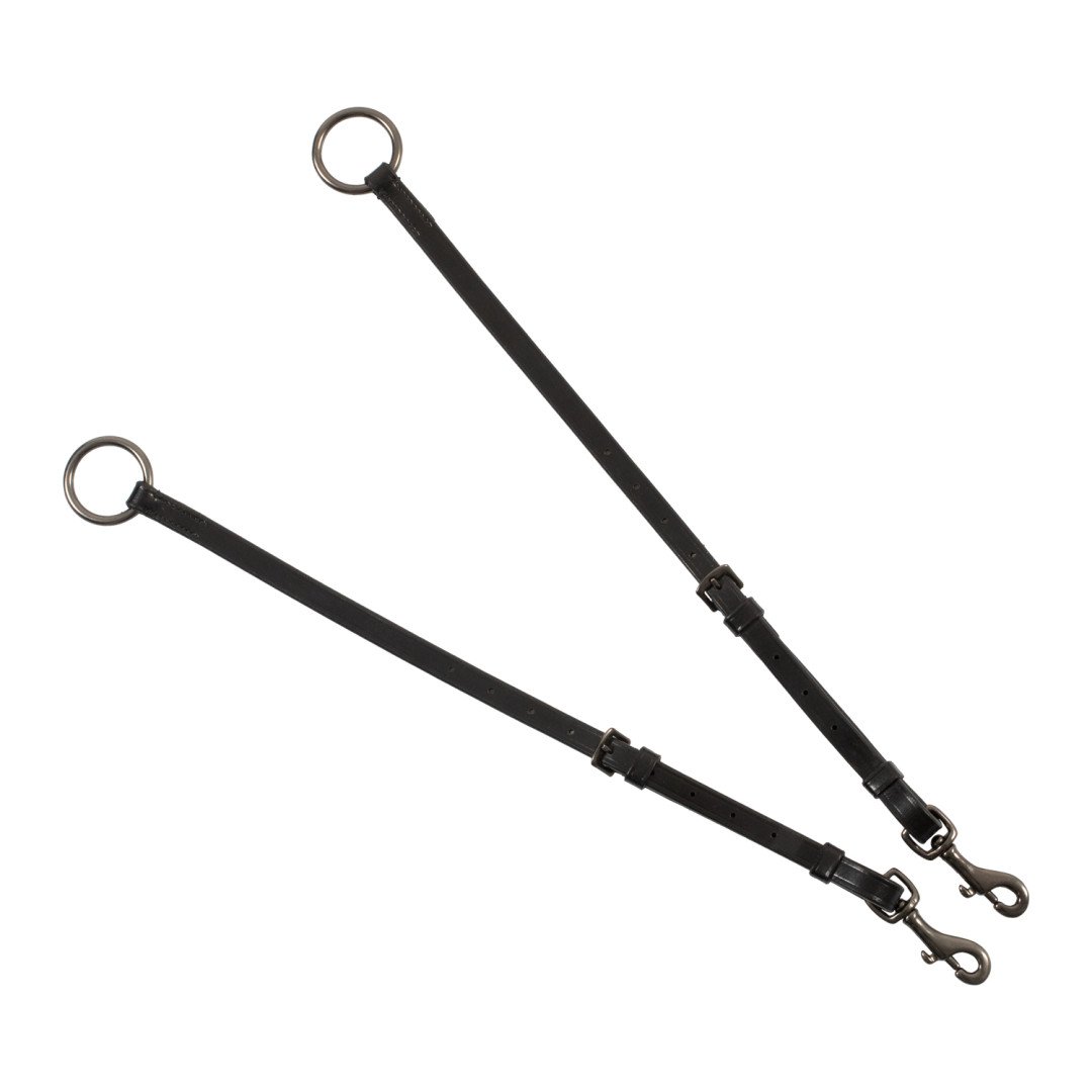 Vorderzeug mit gegerbter martingalgabel ringmartingal und schwarzem Klemmring