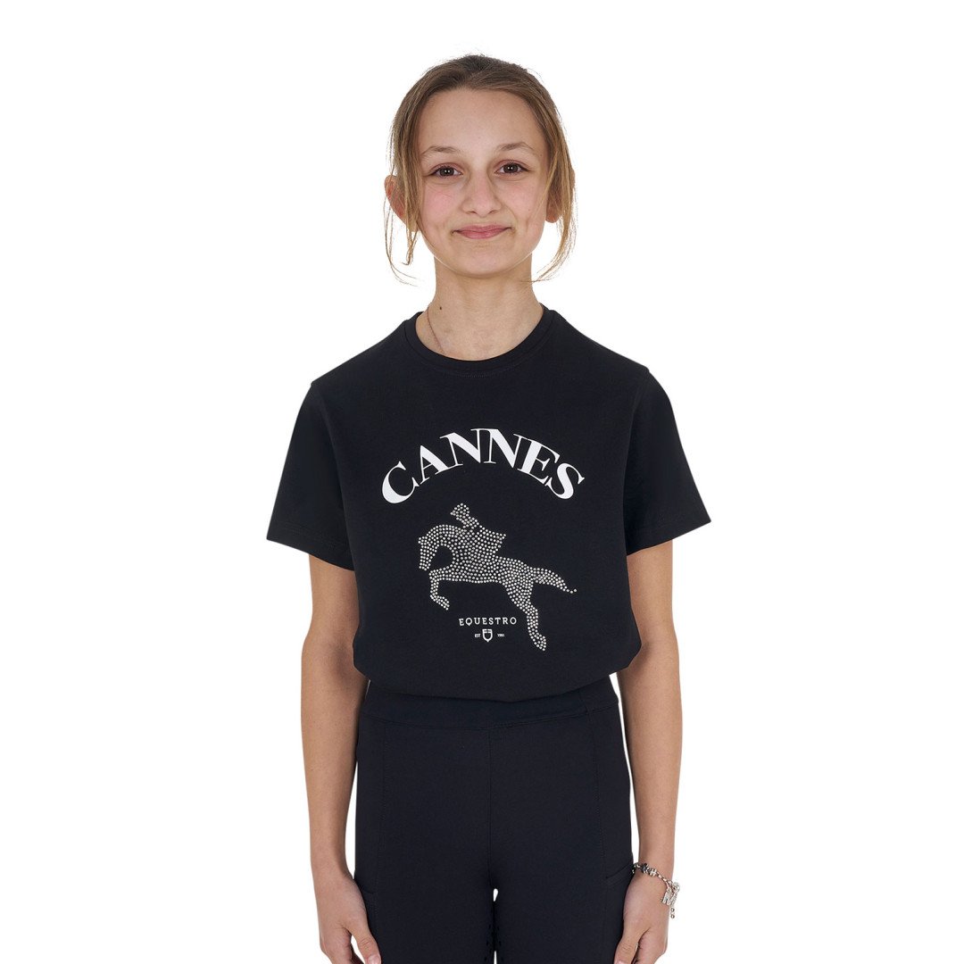 T-shirt bambina Cannes in cotone con strass