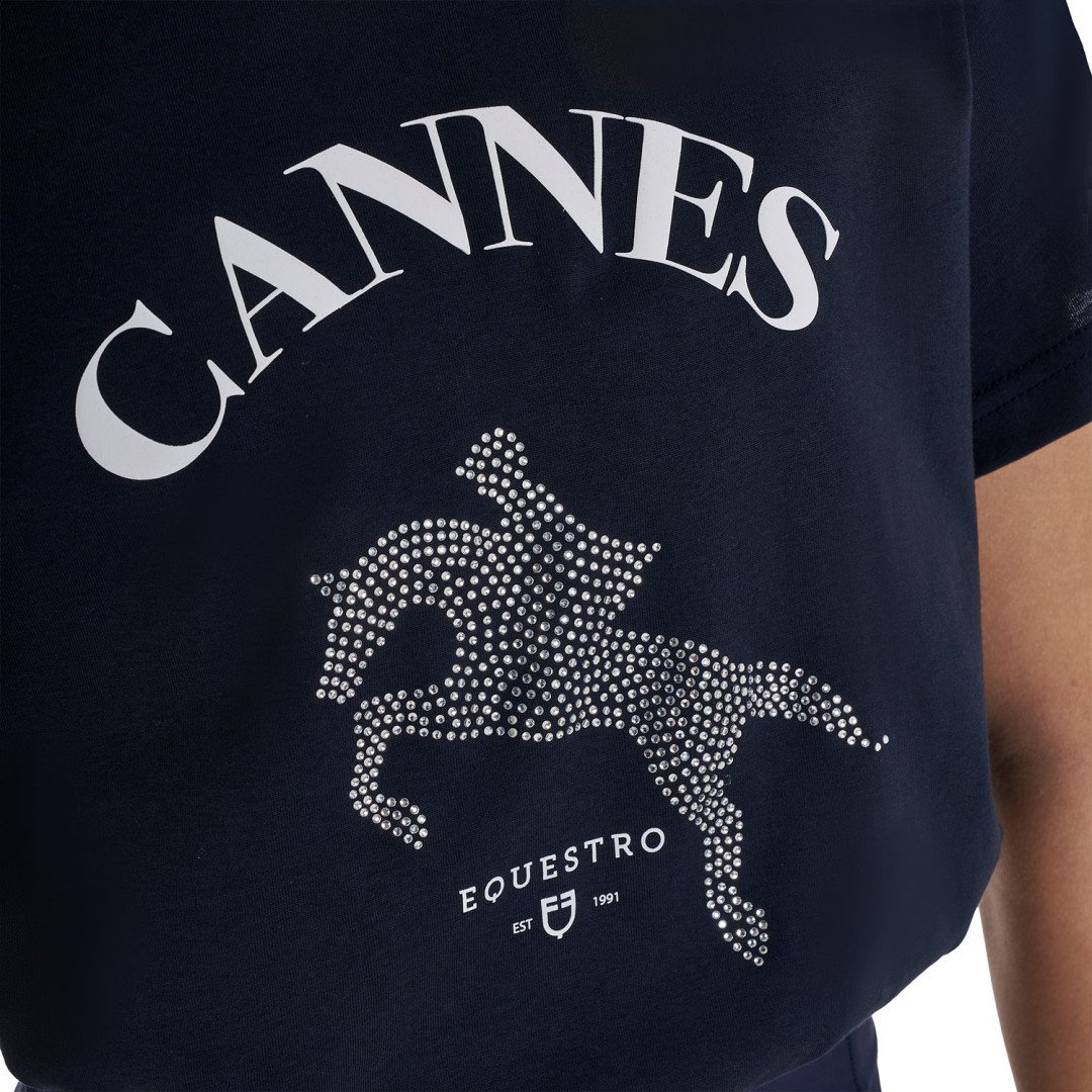 T-shirt bambina Cannes in cotone con strass