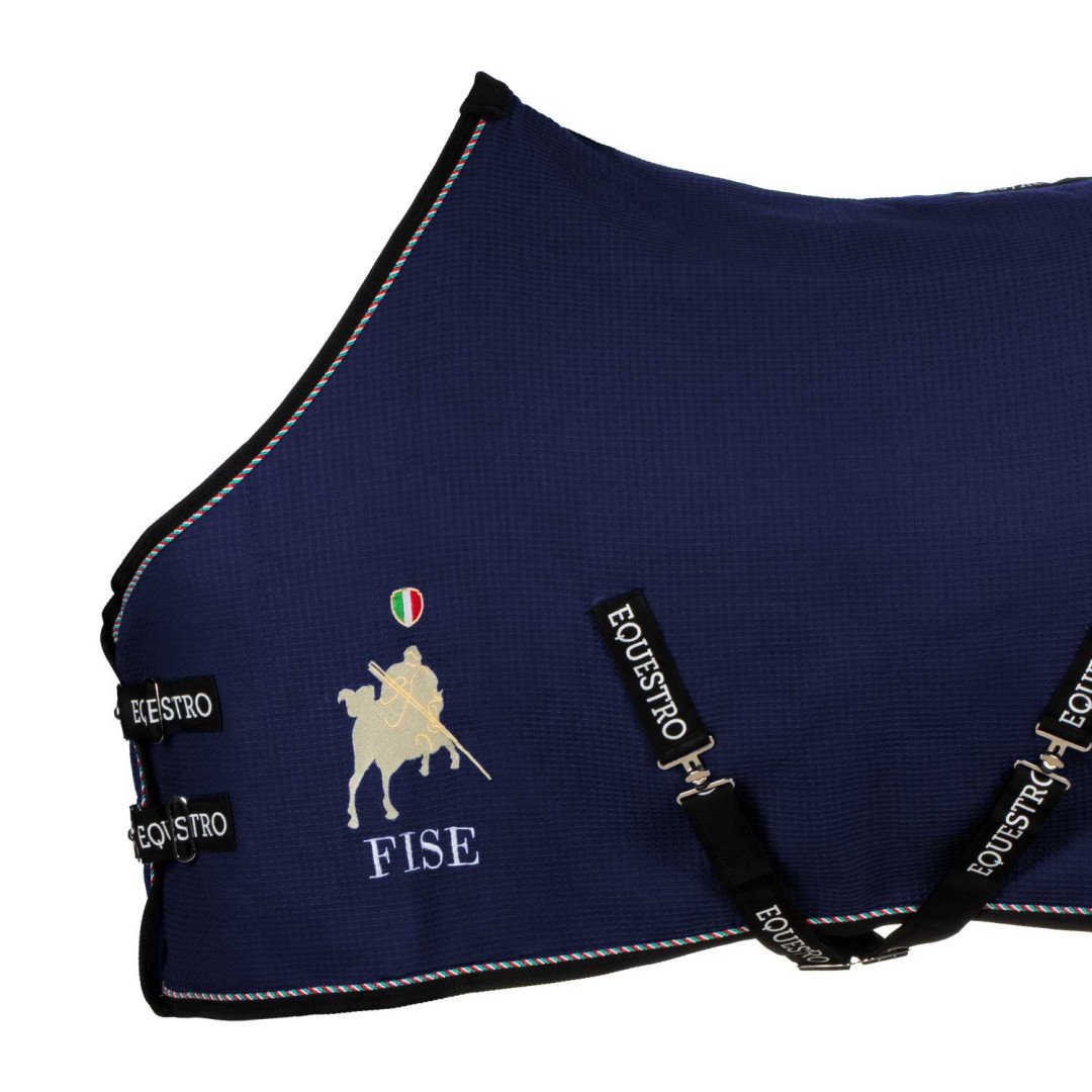 Coperta da box in tessuto waffle Equestro X FISE