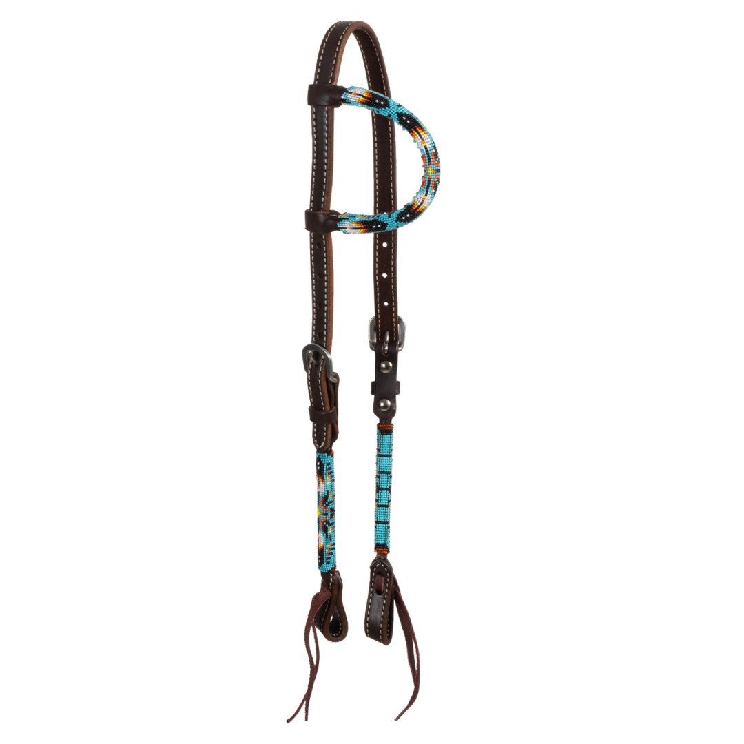 Equitime Selleria Online  BRIGLIA WESTERN NAVAJO SKY CON PERLINE OLIATE A UN ORECCHIO 84,84 €