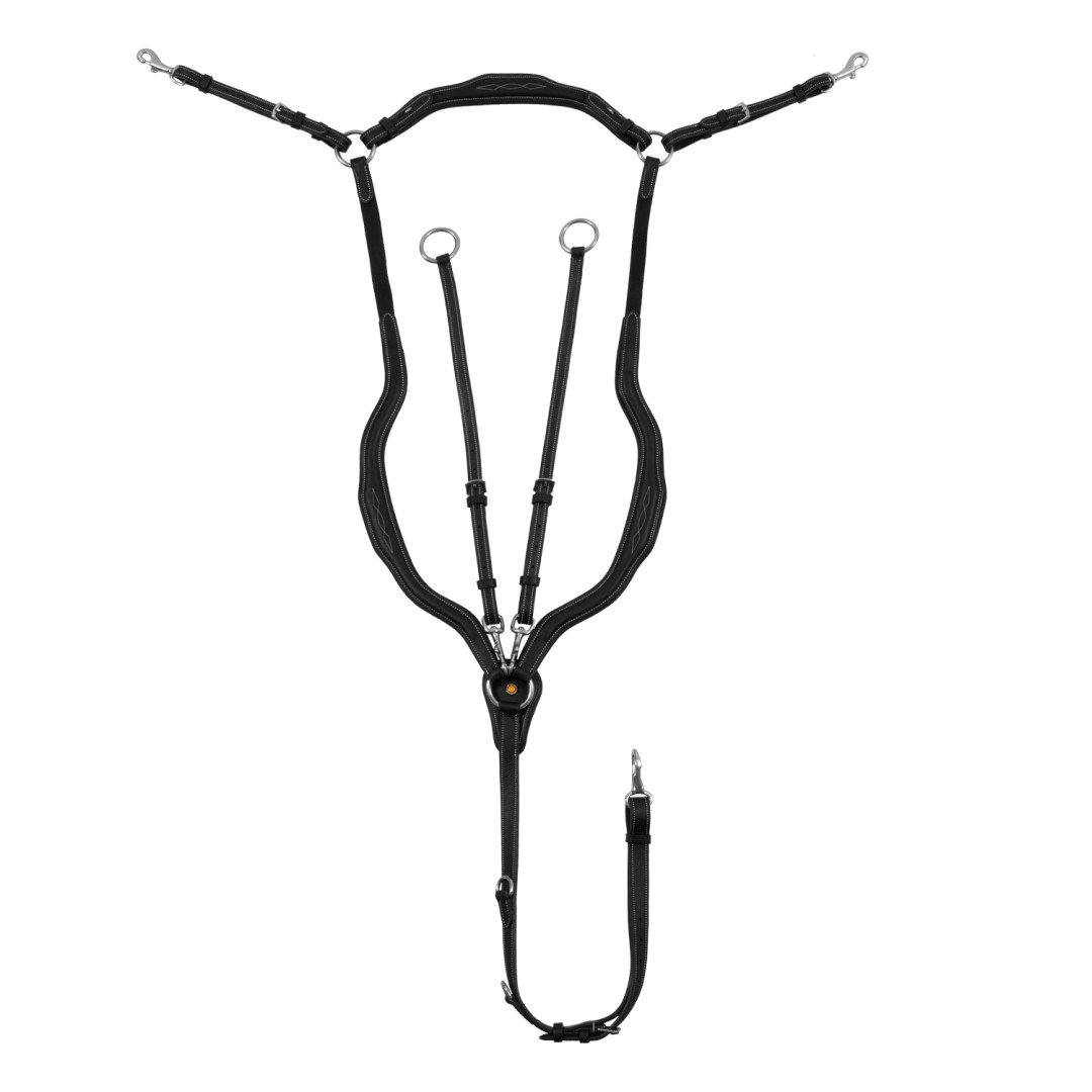 Anatomisch geformtes Vorderzeug aus Leder mit abnehmbarem gleitendes ringmartingal